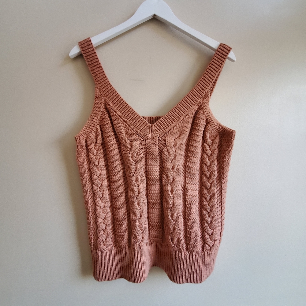 Banana Republic Plaid Rose Gold Waist drop length Cotton Sweater Tank